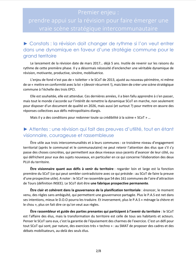 Rapport d’interpellation sur les enjeux du SCoT
